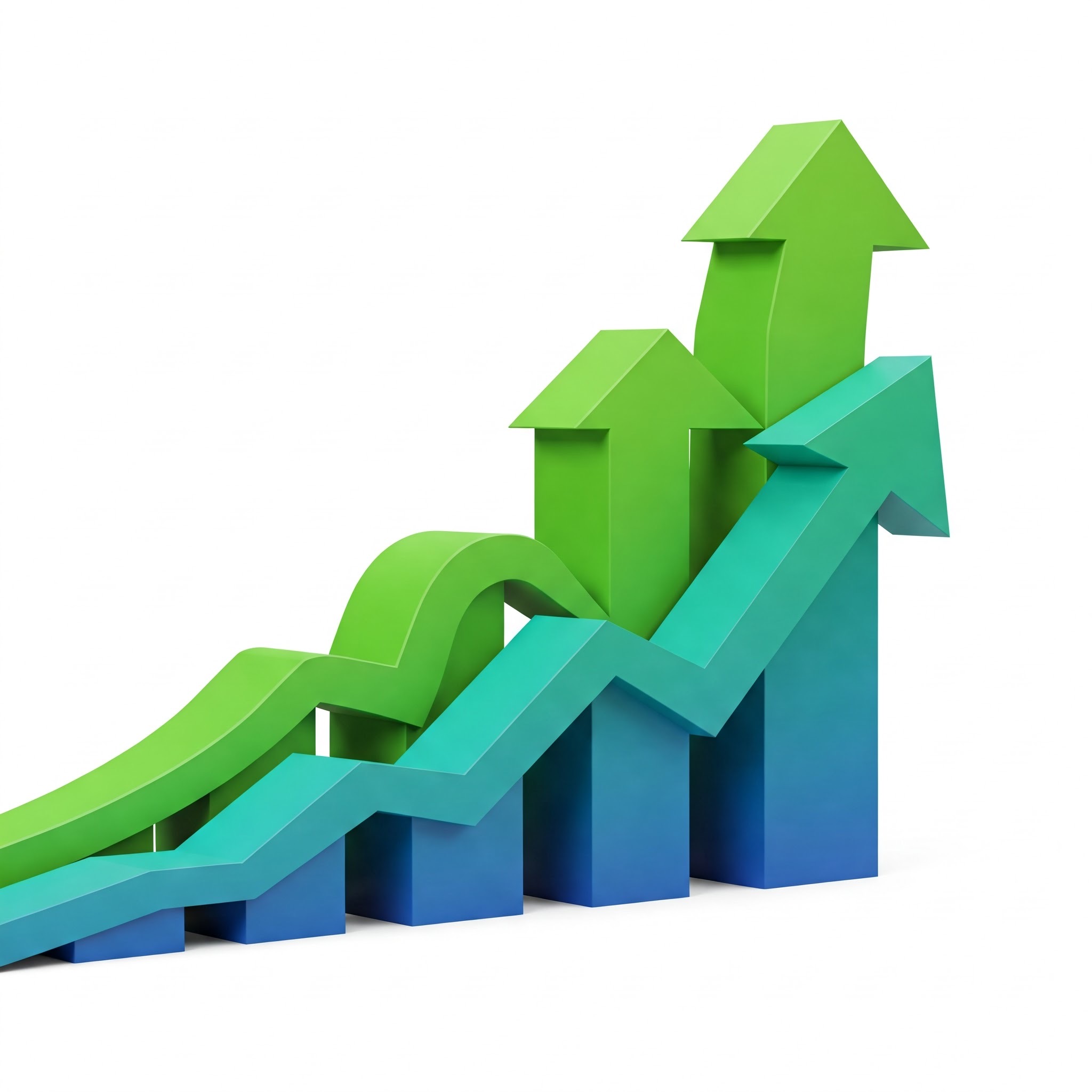 photo of Three Green Arrows Trending Upward
